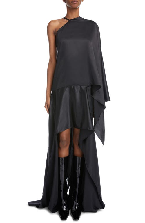Acne Studios Dikla Satin One-Shoulder High-Low Gown Black at Nordstrom, Us