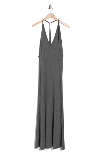 Go Couture Plunge Neck Maxi Dress In Charcoal