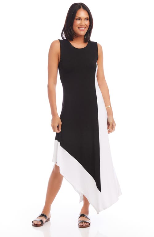 Karen Kane Asymmetric Hem Maxi Dress In Black W/off White