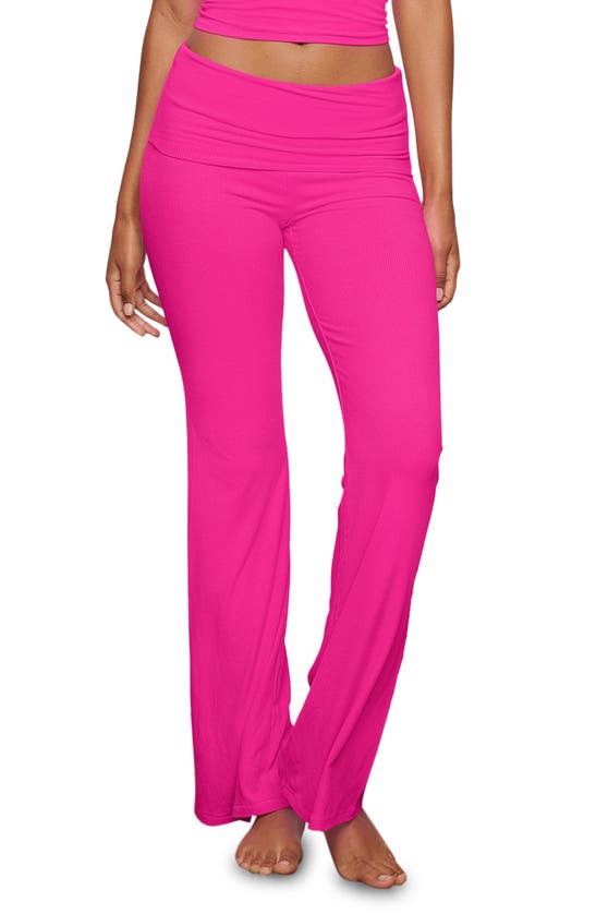 Skims Soft Lounge Fold Over Pants In Hot Pink