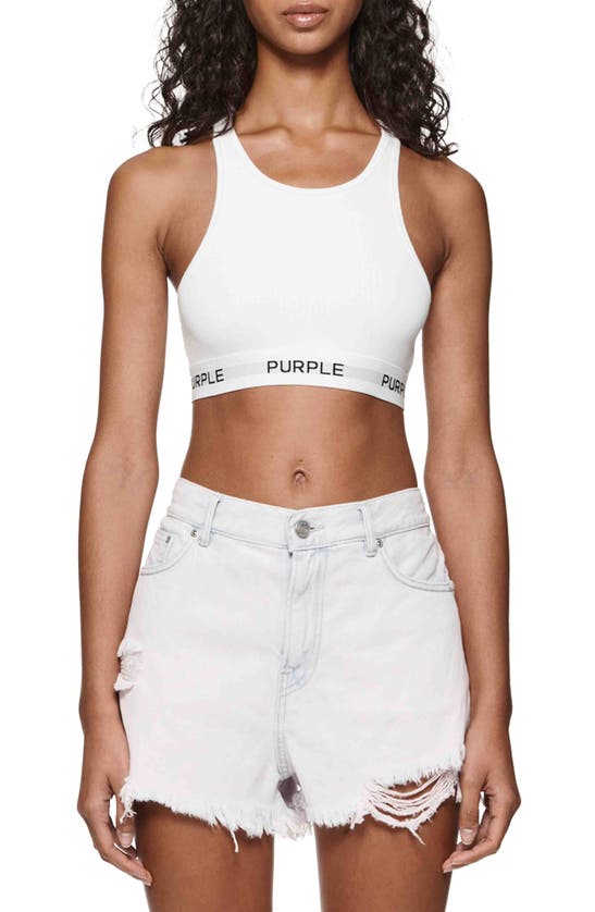 Shop Purple Brand Stretch Cotton Rib Bralette In White