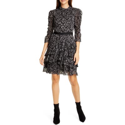 Rebecca Taylor Celia Silk Chiffon Dress, Black