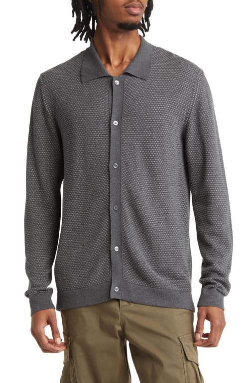 Officine Générale Kylan Dot Pattern Cotton & Lyocell Knit Button-Up Shirt in Lightgrey/Midgrey