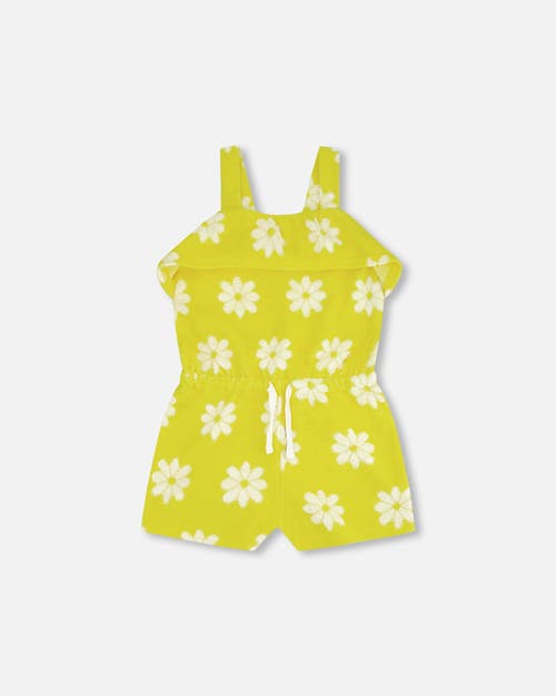Deux Par Deux Girl's Terry Cloth Romper Yellow Printed Daisies at Nordstrom