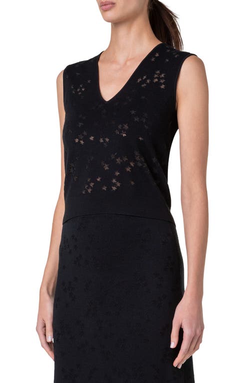 Shop Akris Stars Intarsia V-neck Shell In Black