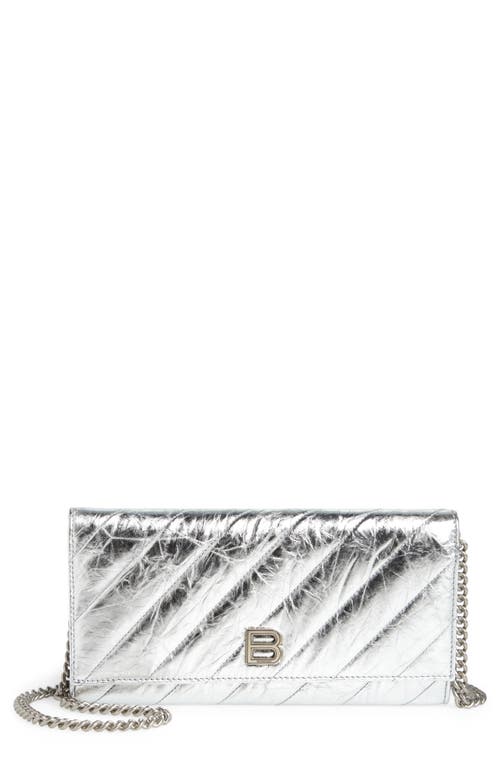 Balenciaga Crush Crossbody Wallet on a Chain in Silver at Nordstrom