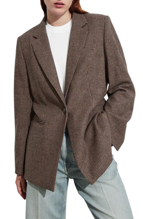 Shop & Other Stories Tie Waist Blazer In Brown Medium Dogtooth