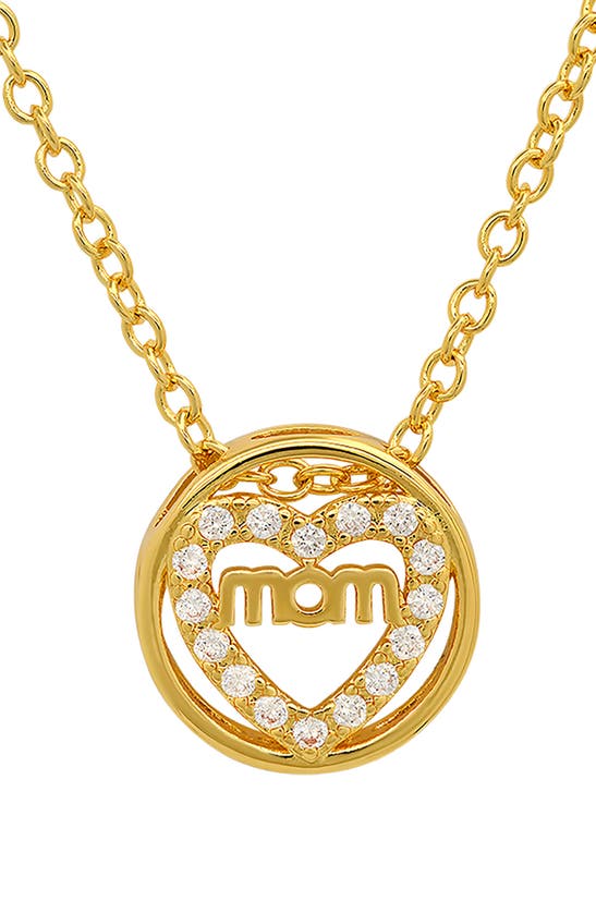 Hmy Jewelry 18k Yellow Gold Plated Crystal 'mom' Necklace