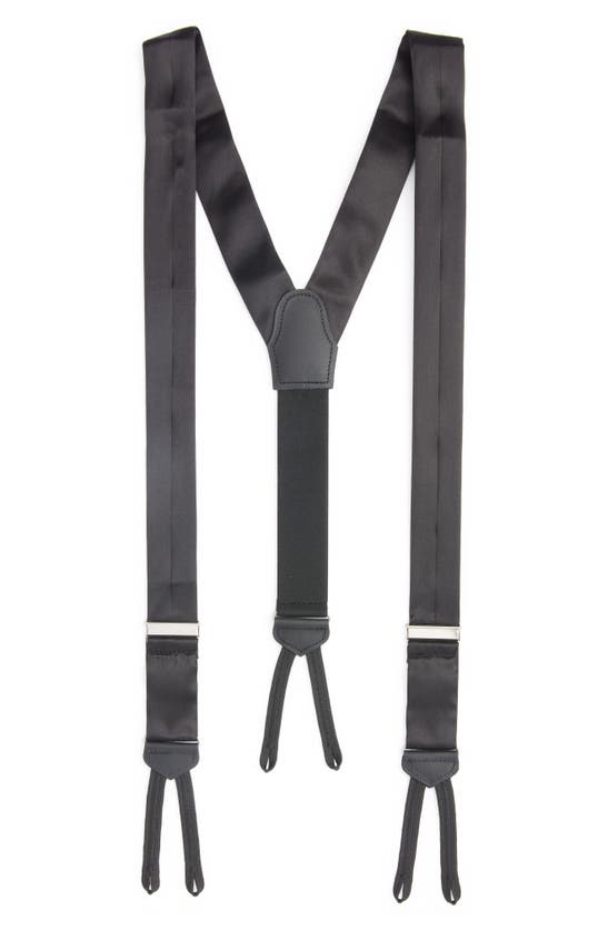 Shop Edward Armah Solid Black Silk Suspenders