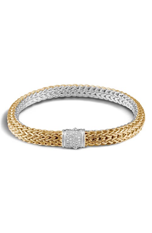 John Hardy Classic Chain Diamond Reversible 2-tone Bracelet In Gold