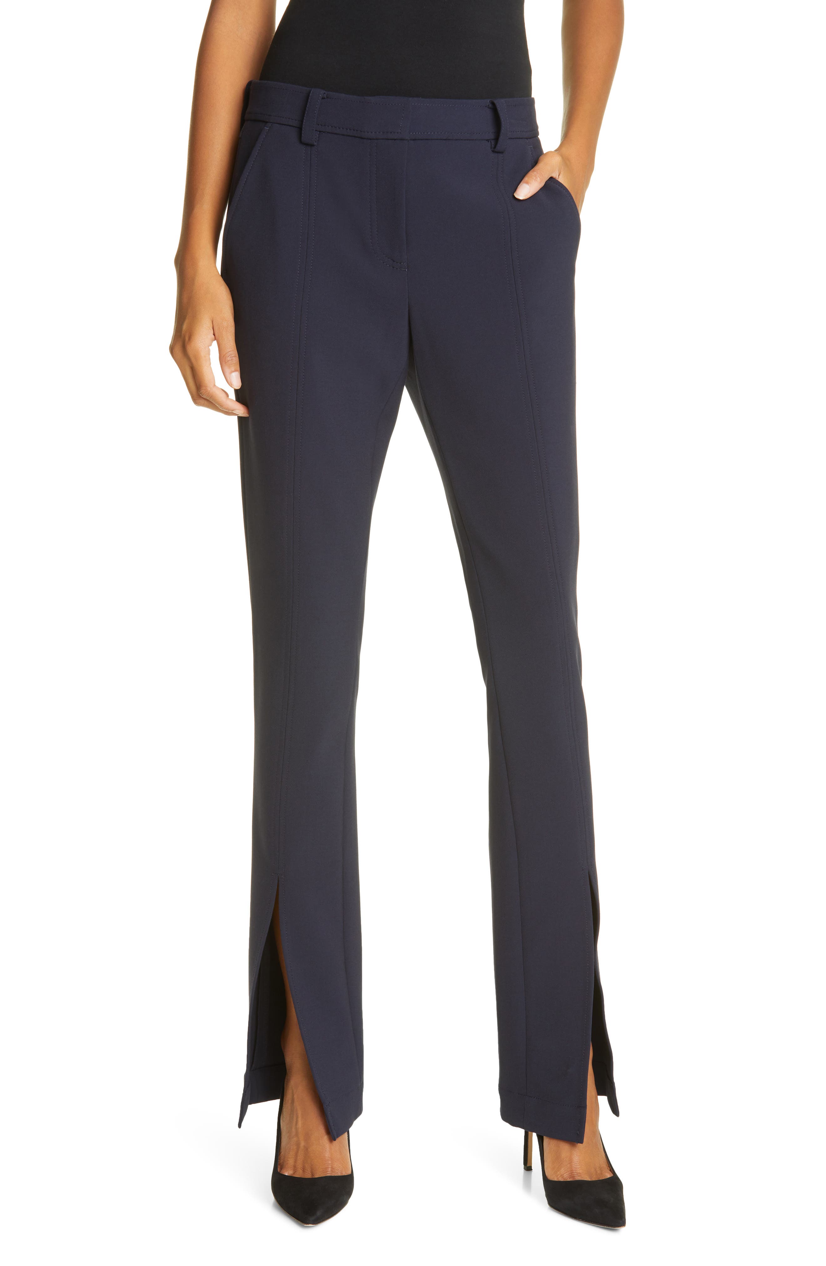 A.l.c Conway Front Slit Pants In Navy