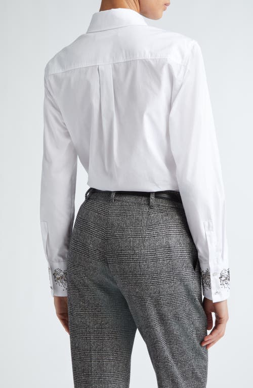 Max Mara Queva Beaded Button-down Cotton Shirt In Optical White