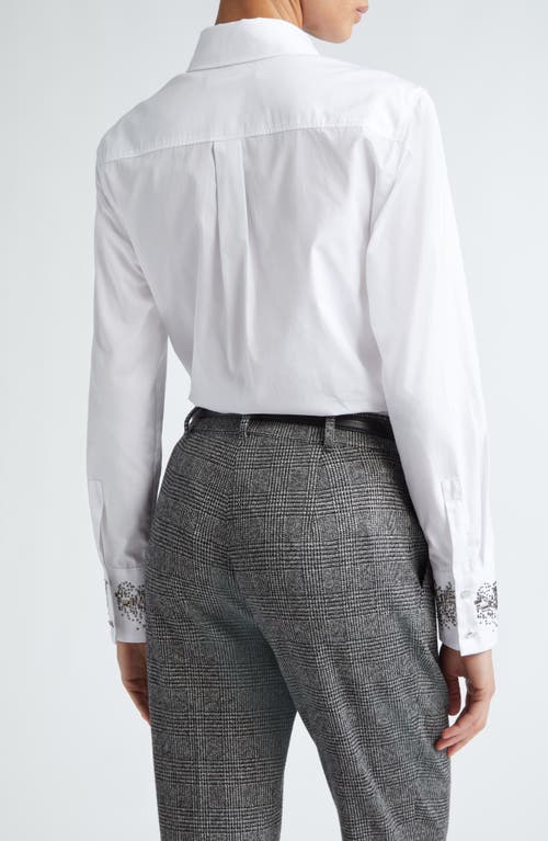 Shop Max Mara Queva Embellished Cuff Shirt In Optical White