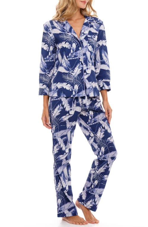 Emma Blue Plume Cotton Pajamas