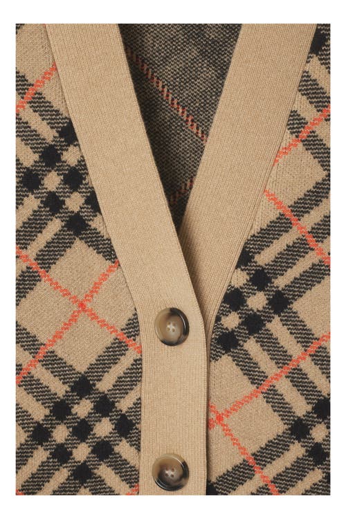 Burberry Check Jacquard Cashmere Cardigan In Sand