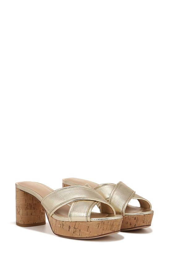 Shop Veronica Beard Dory Platform Slide Sandal In Platinum