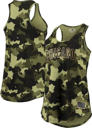 New Era Green Chicago Cubs 2022 MLB Armed Forces Day Camo Racerback Tank Top