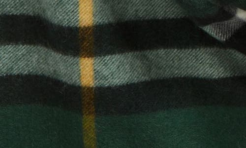 Shop Burberry Check Washed Cashmere Scarf In Dark Fern Green