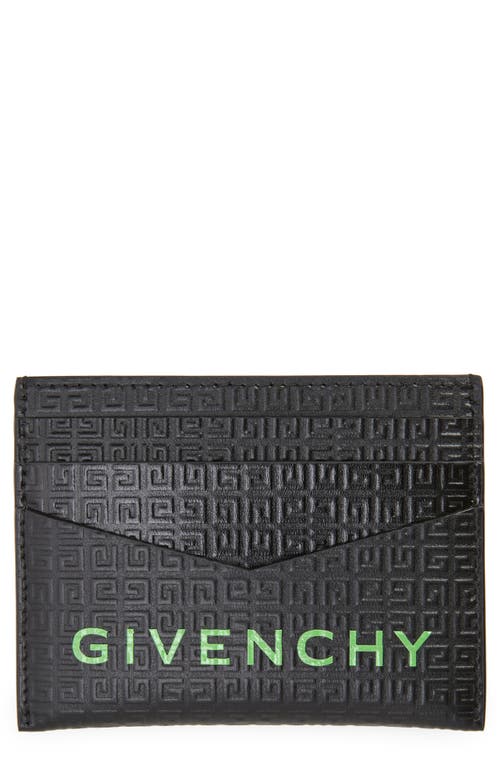 Givenchy 4g Debossed Leather Card Holder In Black/green