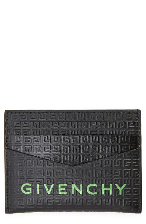 Shop Givenchy 4g Debossed Leather Card Holder In Black/green