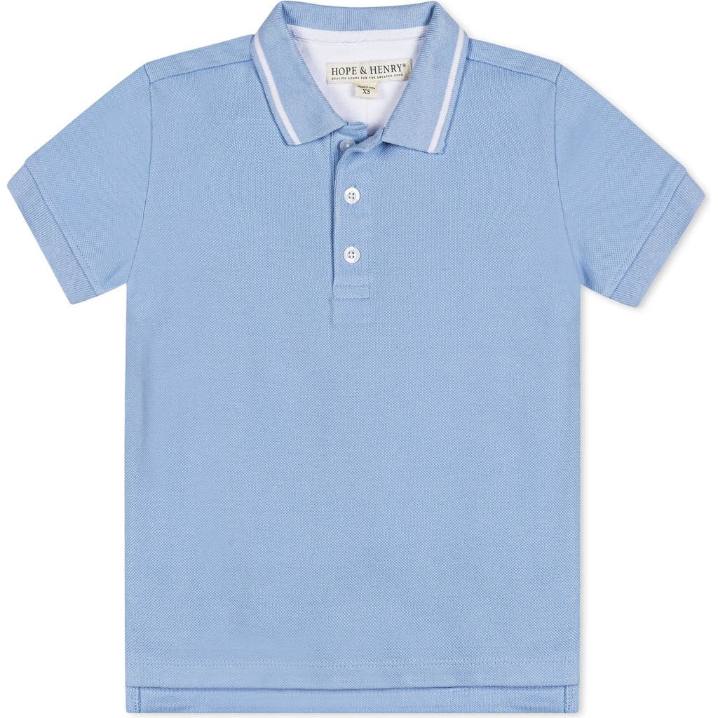 Hope & Henry Boys' Organic Short Sleeve Knit Pique Polo Shirt, Infant In Classic Blue