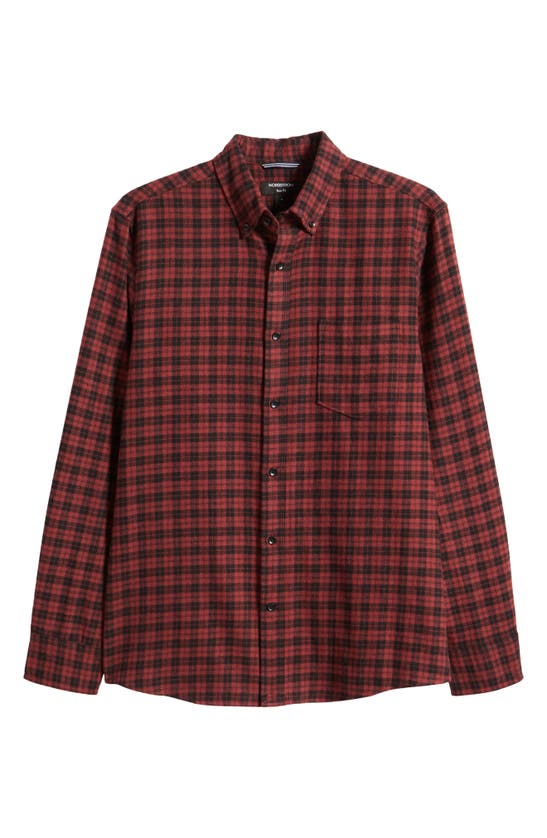 Nordstrom Marcus Trim Fit Check Flannel Button-down Shirt In Burgundy- Black Marcus Plaid