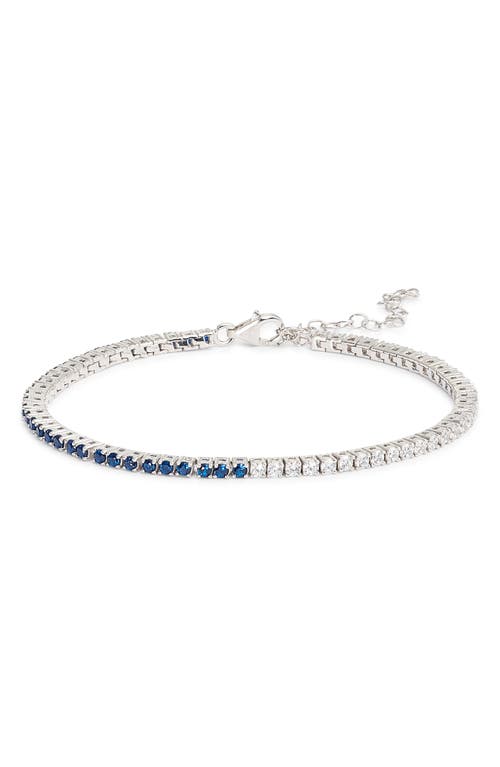 SHYMI Half & Half Cubic Zirconia Tennis Bracelet in Silver/Blue/White at Nordstrom