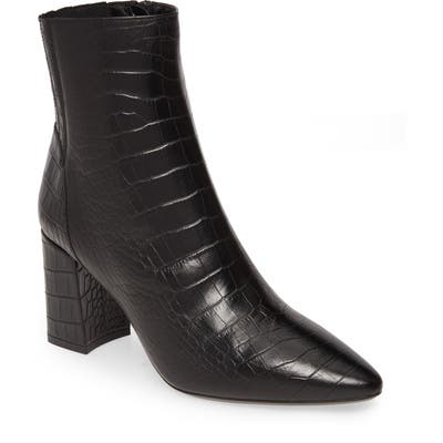 Aquatalia Posey Water Resistant Croc Embossed Bootie, Black