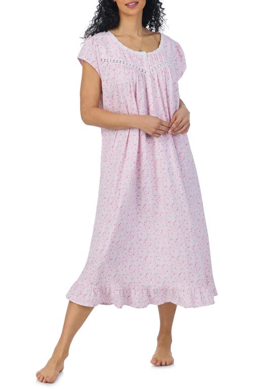Eileen West Cap Sleeve Cotton Nightgown In Pink