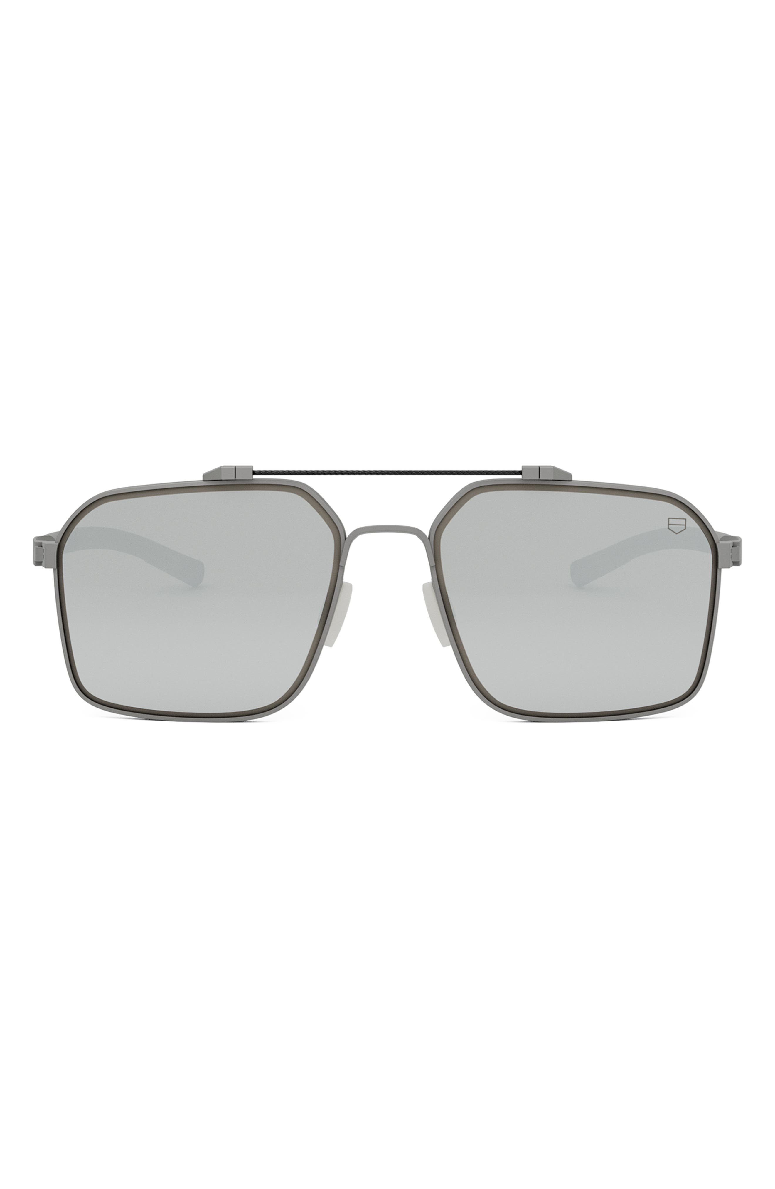 TAG Heuer Flex Dyneema® 57mm Square Sunglasses in Matte Palladium /Smoke Mirror Cover