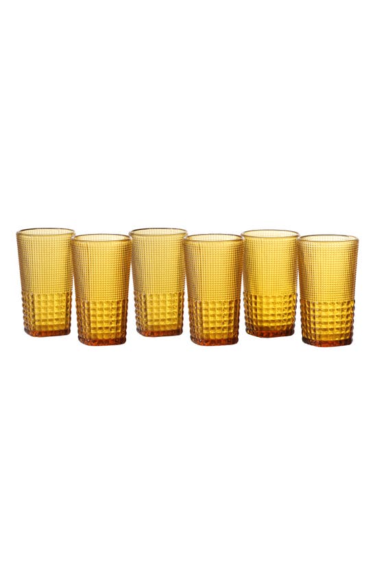 Fortessa Malcolm Set Of 6 Iced Beverage Glasses In Amber