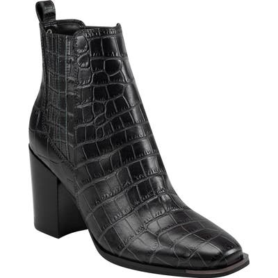 Marc Fisher Ltd Taline Croc-Embossed Square Toe Boot- Grey