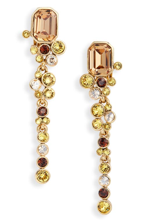 Oscar De La Renta Bezel Set Crystal Clip-on Drop Earrings In Topaz