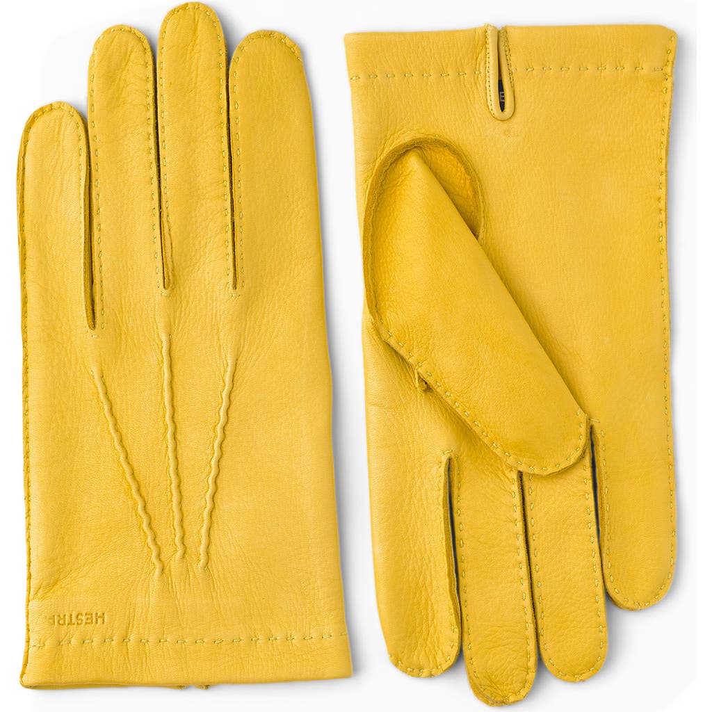 Hestra Henry Leather Gloves In Natural Yellow
