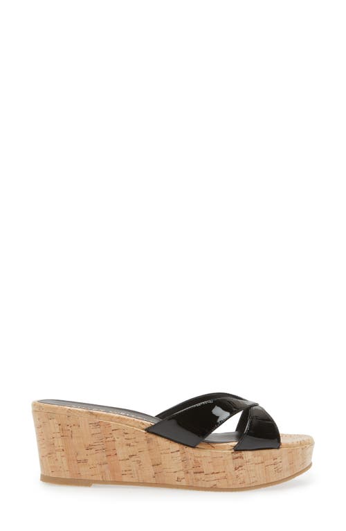 Stuart Weitzman Carmen Wedge Sandal In Black