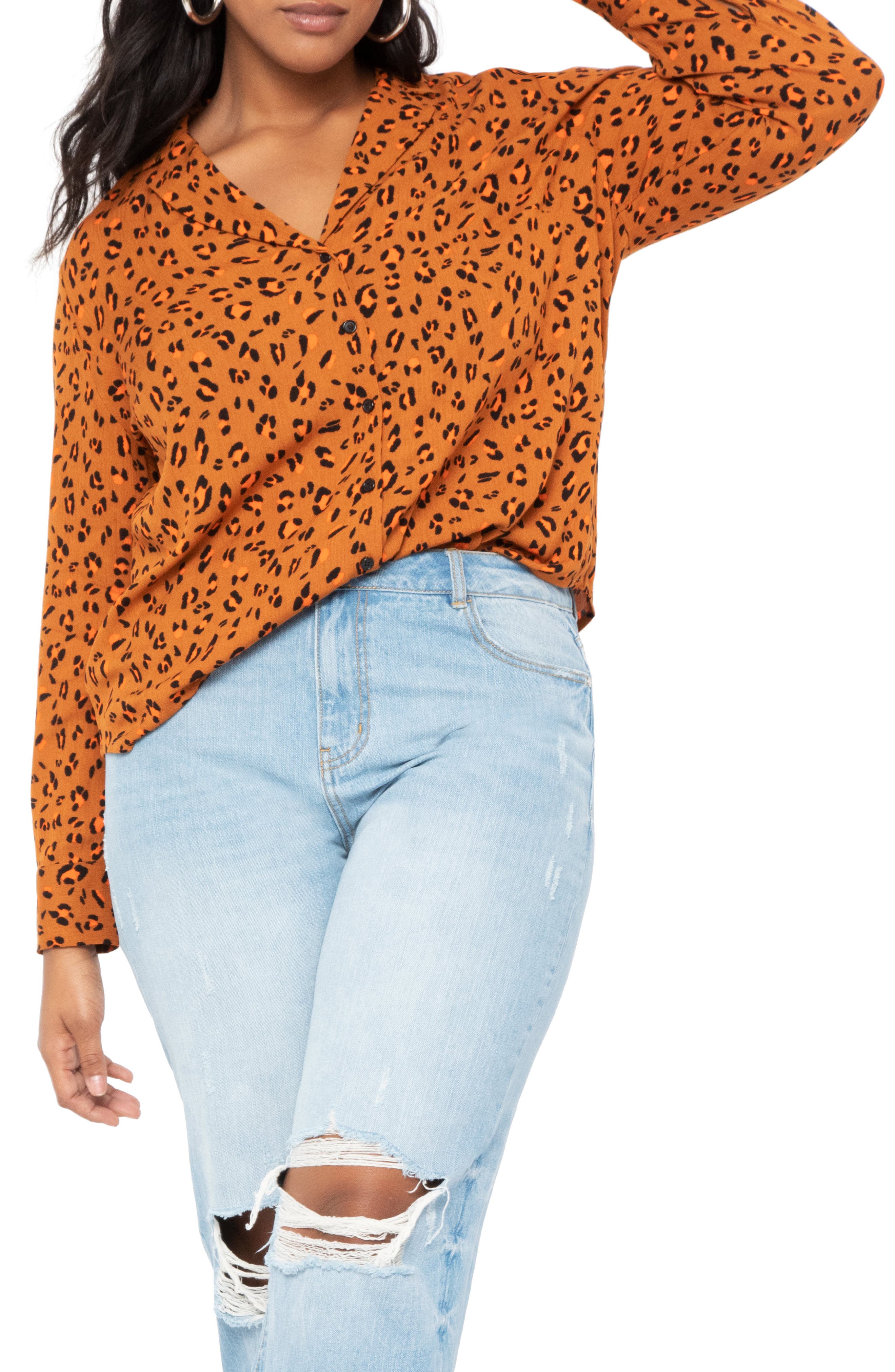 ELOQUII Cheetah Print Blouse (Plus Size) Nordstrom