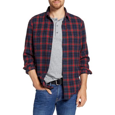 1901 Trim Fit Plaid Flannel Button-Up Shirt, Blue