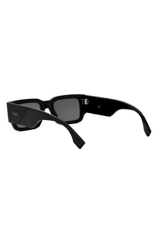 Shop Fendi The  Diagonal 51mm Rectangular Sunglasses In Shiny Black / Smoke