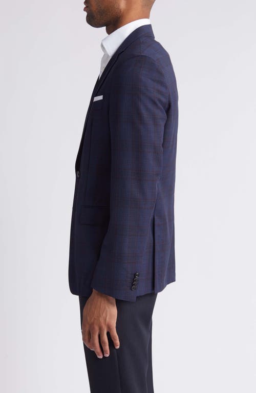 Shop Hugo Boss Boss Hutson Slim Fit Plaid Virgin Wool Blazer In Navy