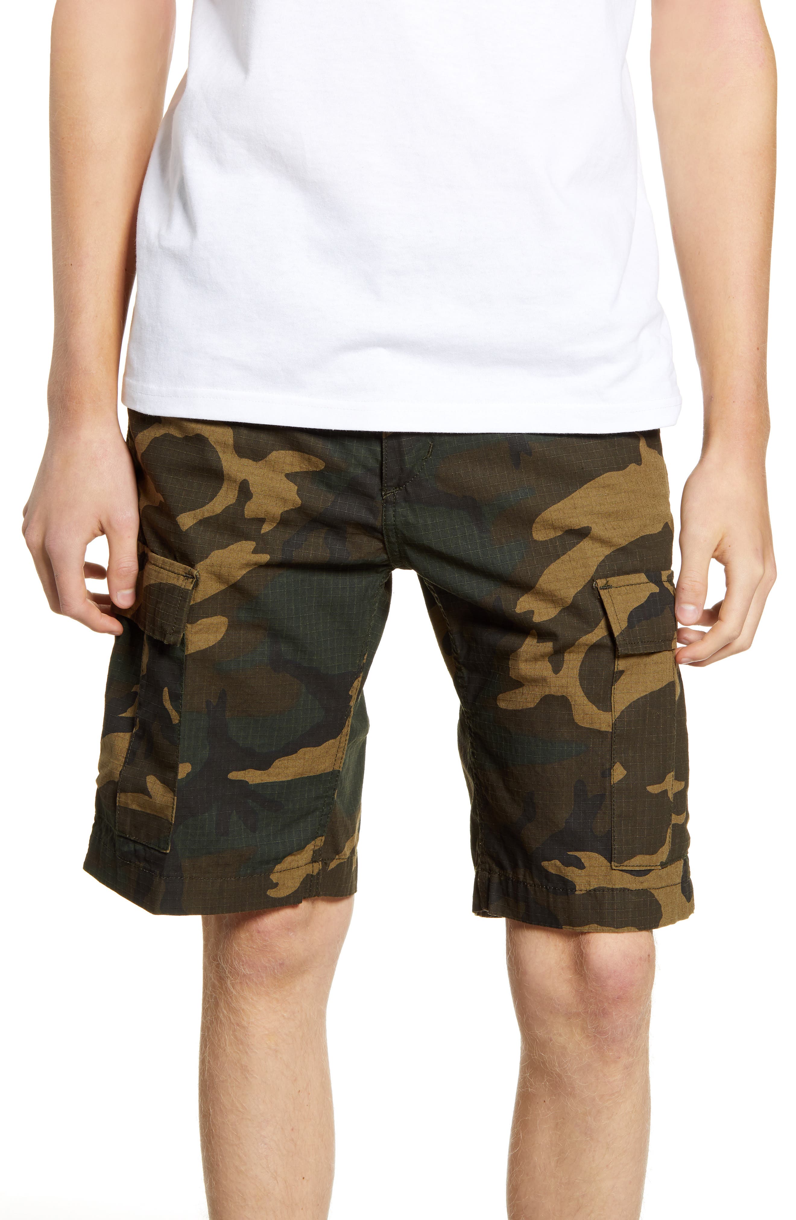 Carhartt Work In Progress Aviation Slim Fit Ripstop Cargo Shorts, Green
