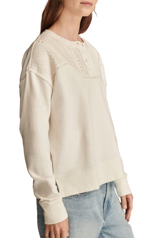 Shop Lucky Brand Pintuck Henley Sweatshirt In Gardenia