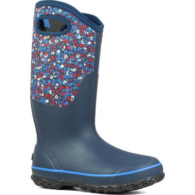 Bogs Classic Tall Freckle Insulated Waterproof Rain Boot, Blue