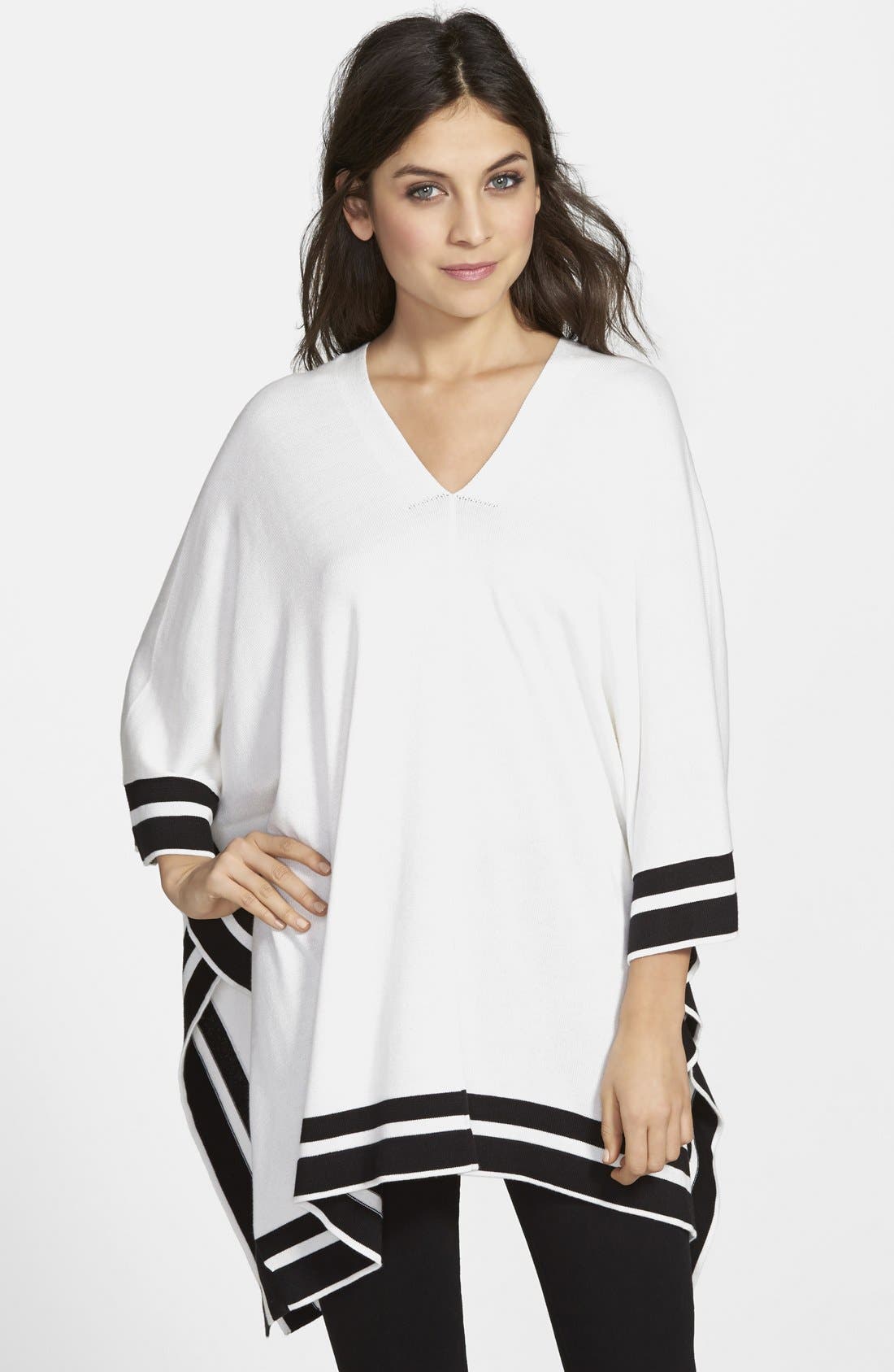 Vince Camuto V-Neck Poncho With Contrast Border | Nordstrom