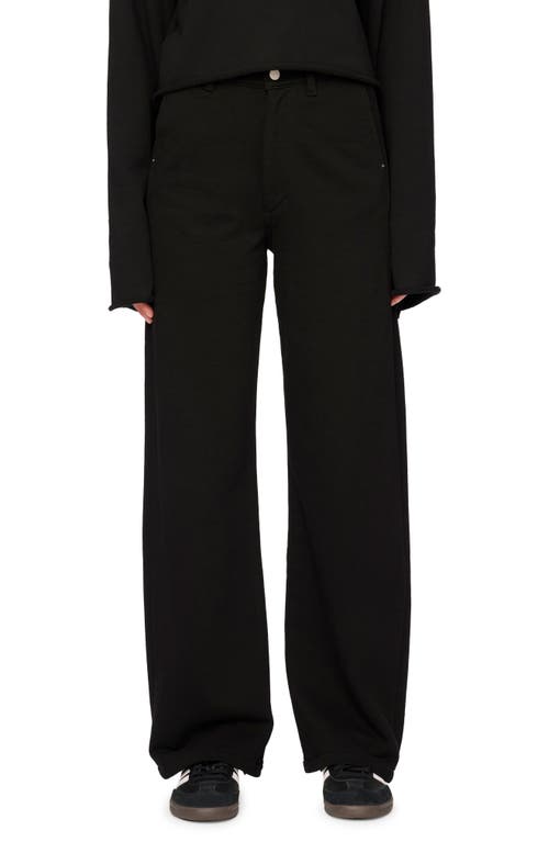 DL1961 Hepburn High Waist Wide Leg Cotton French Terry Pants in Black (Ultimate Knit)