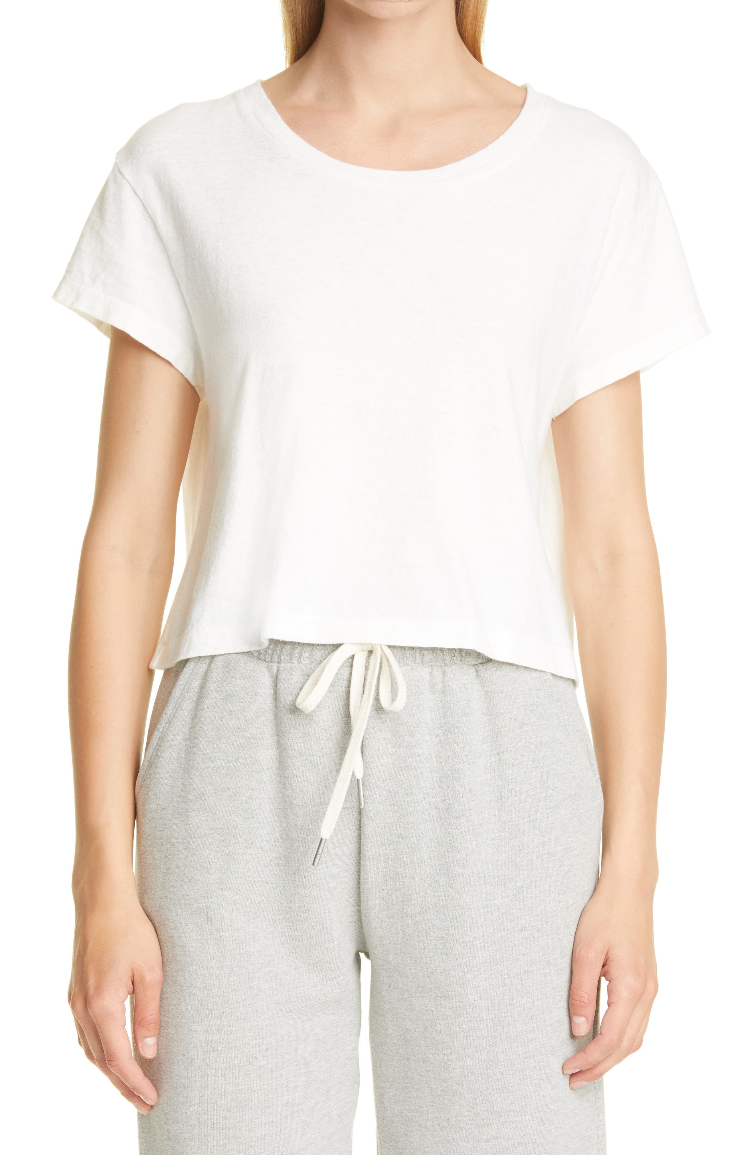 John Elliott Cotton Crop T-Shirt in Chalk at Nordstrom, Size 3