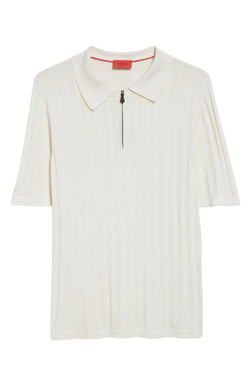 Shop Isaia Silk Rib Polo In Open White