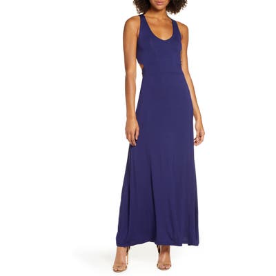 Fraiche By J Open Back Maxi Dress, Regular - Blue