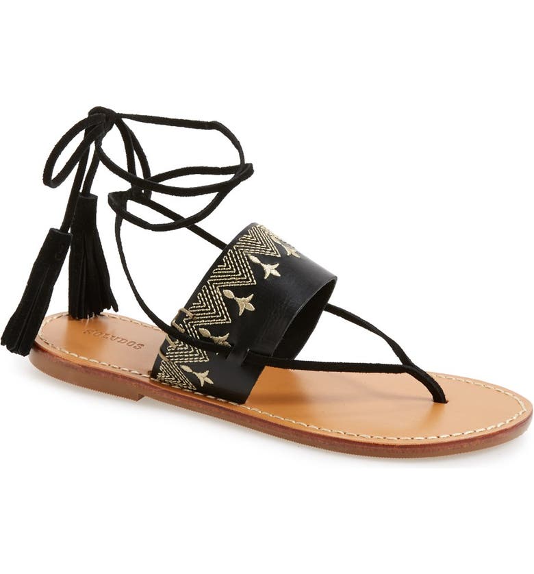 Soludos Flat Sandal with Wraparound Laces (Women) | Nordstrom