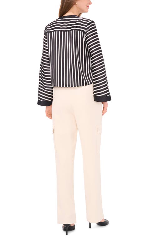 HALOGEN HALOGEN® STRIPE BELL SLEEVE TIE FRONT BUTTON-UP TOP 