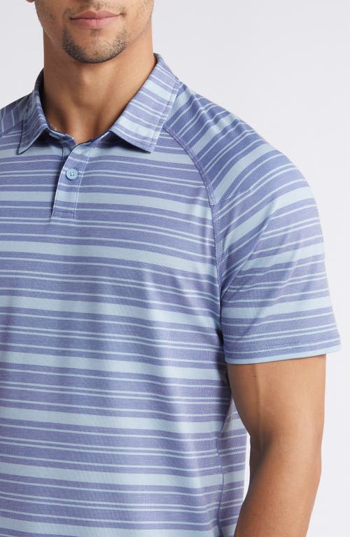 Shop Rhone Delta Stripe Piqué Golf Polo In Ocean Blue Stripe